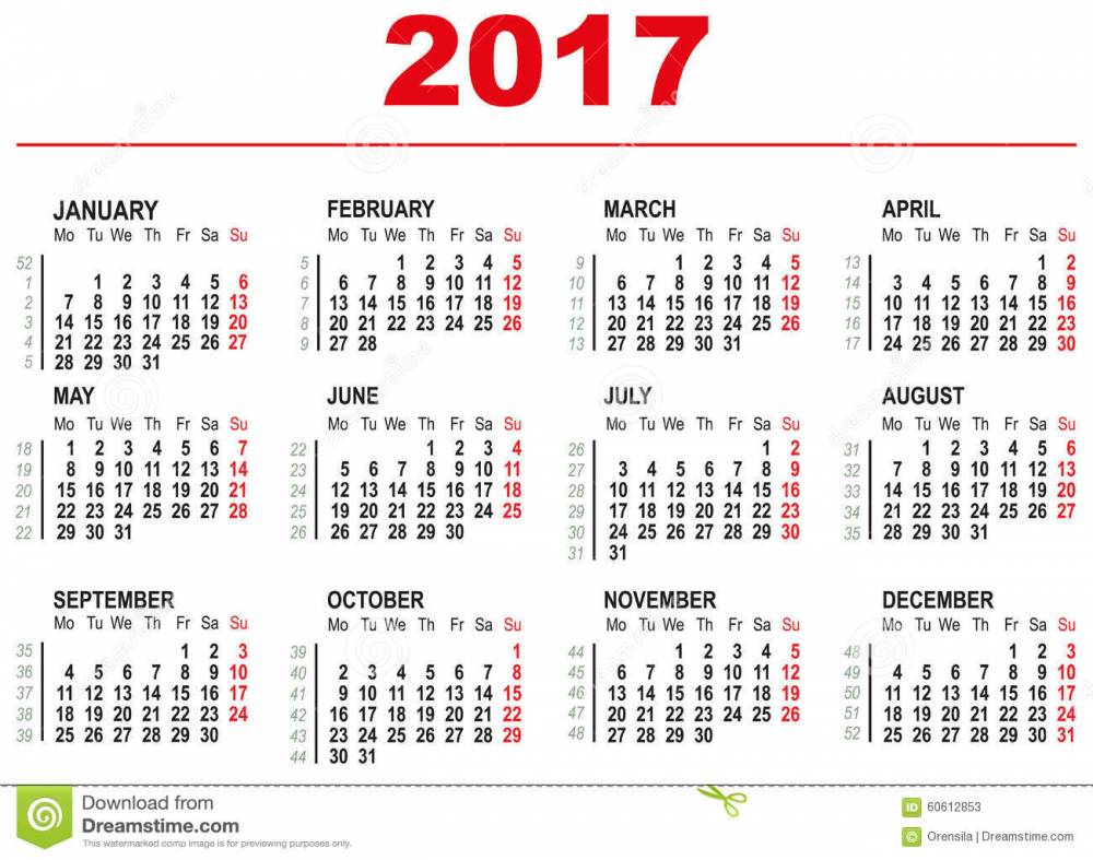 calendario inglese 2017